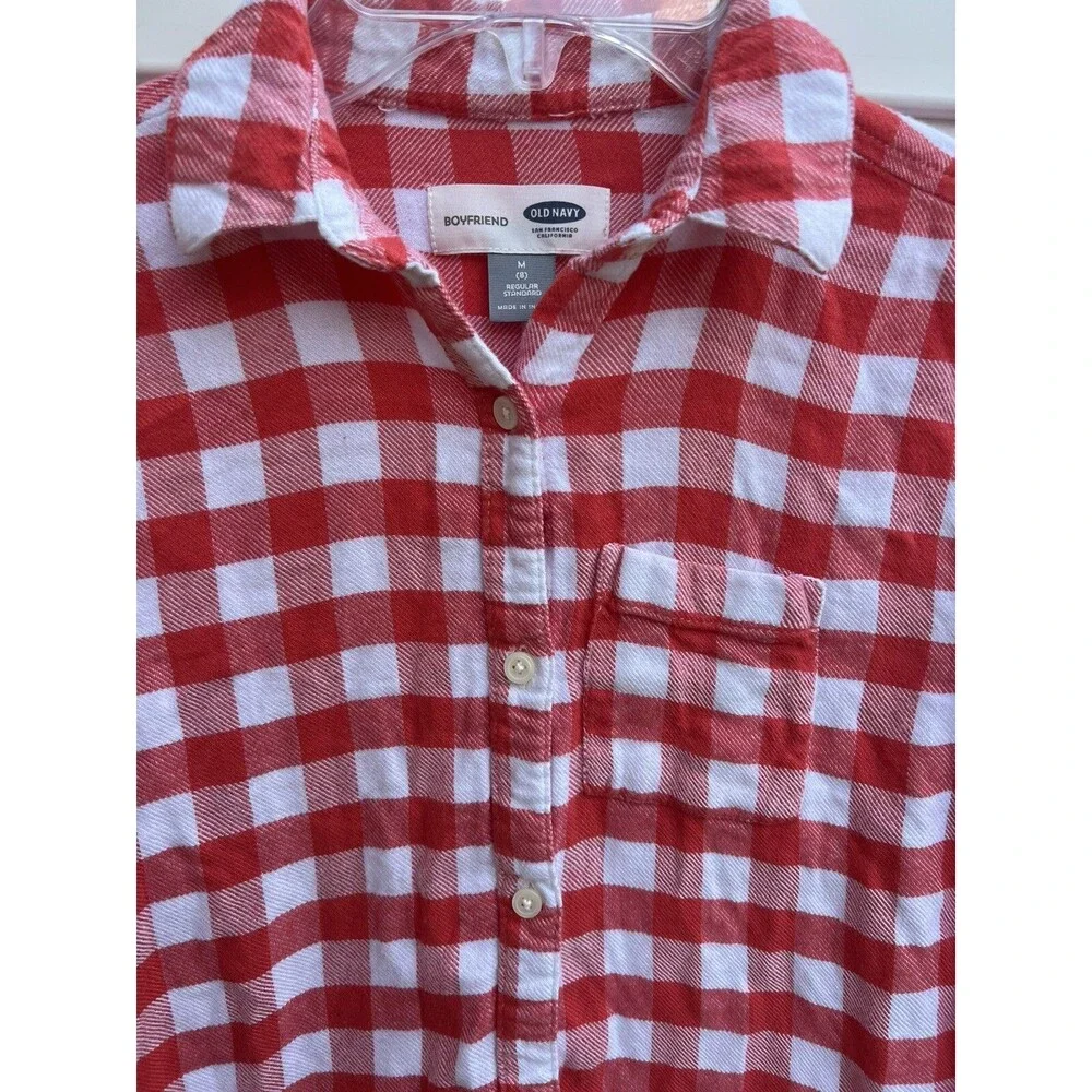 Old Navy Soft Plaid Boyfriend Button up Long Sleeve Size Medium 8